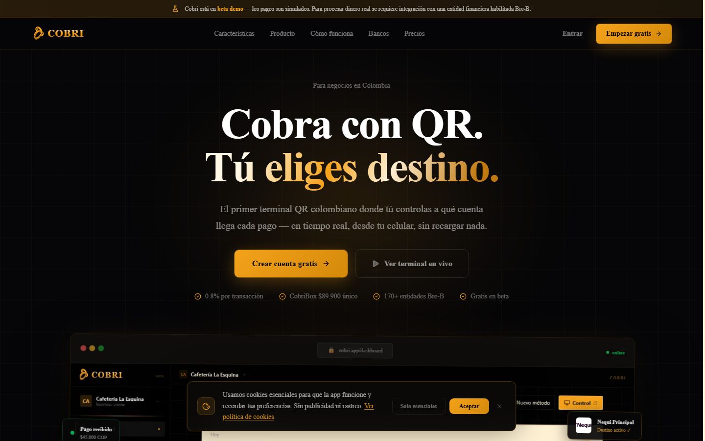 Cobri: terminal de cobro con QR interoperable sobre la red Bre-B en Colombia