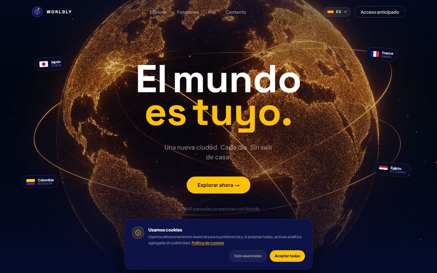 Worldly: pasaporte digital y descubrimiento de países en Flutter y Next.js